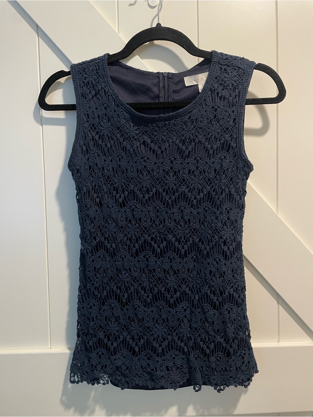 Adiva Navy Crochet Lace Tank Camisole